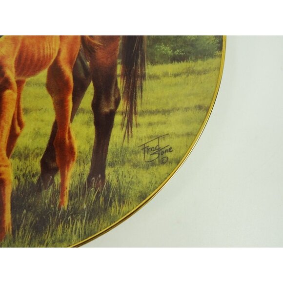 The First 1st Day Fred Stone Decorative Plate Mare and Foal Colt Mom Baby Horse - Picture 2 of 6